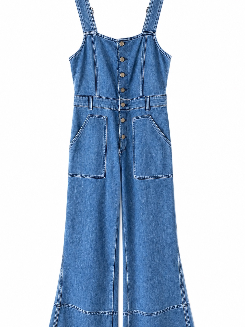 Aerie Denim Wide Leg Button Front Jumpsuit Overalls Size M